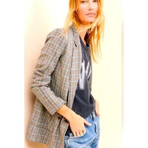 Maeve by Anthropologie Double Breasted Plaid Lilith Blazer/Jacket with P…